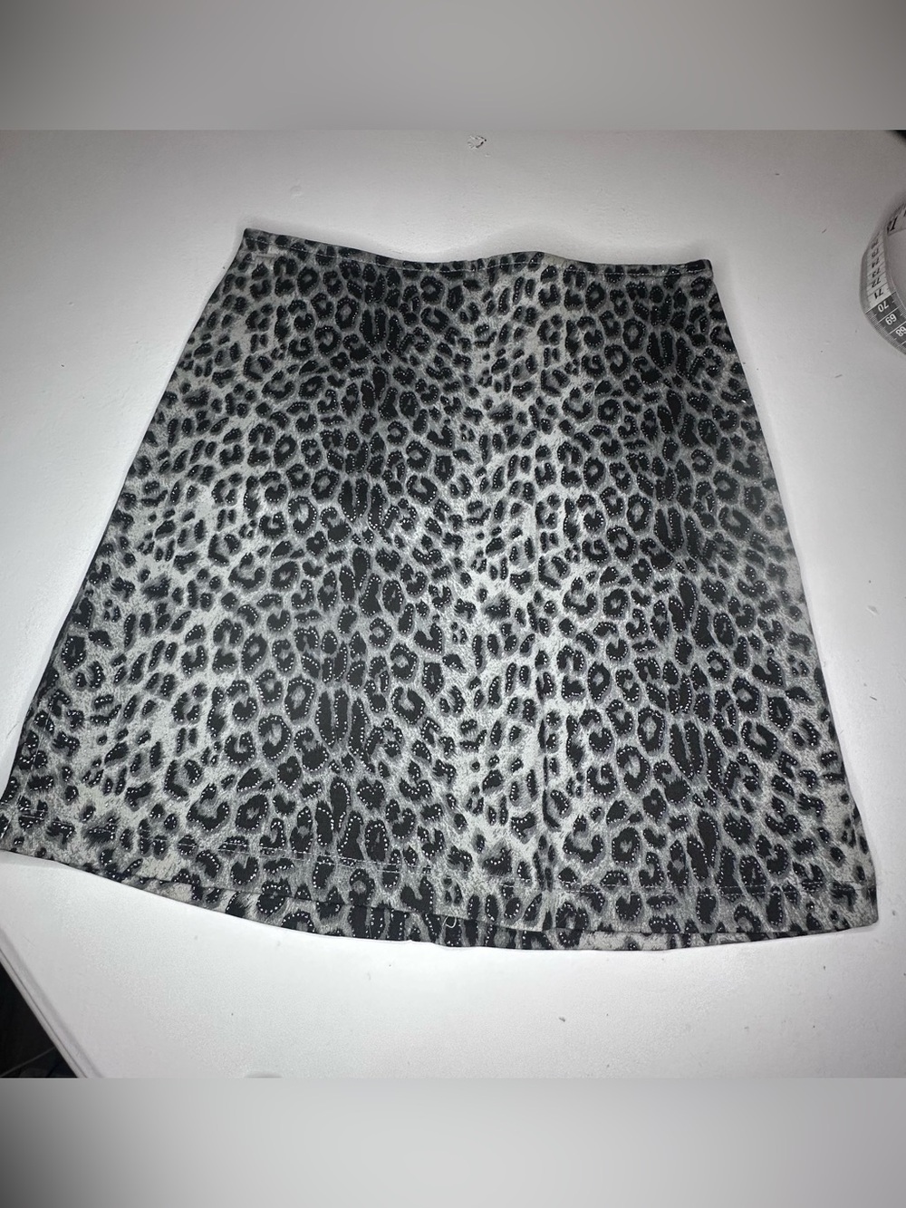Vintage 90s Y2K Forever 21 Silver Leopard Print Mini Skirt early black/white tag